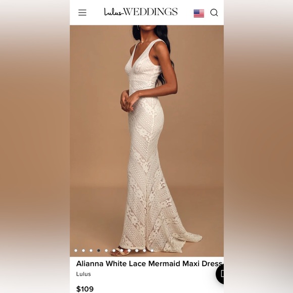 Alianna White Lace Mermaid Maxi Dress - Size M - Picture 8 of 8